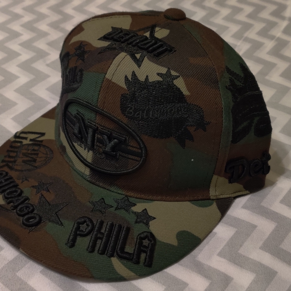 Ethos K&B, flat bill, fitted camo baseball cap.